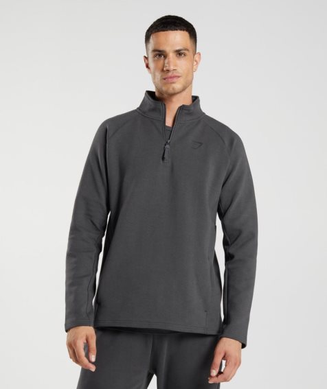 Men's Gymshark Rest Day 1/4 Zip Sweatshirts Dark Grey | NZ 2LQIUK